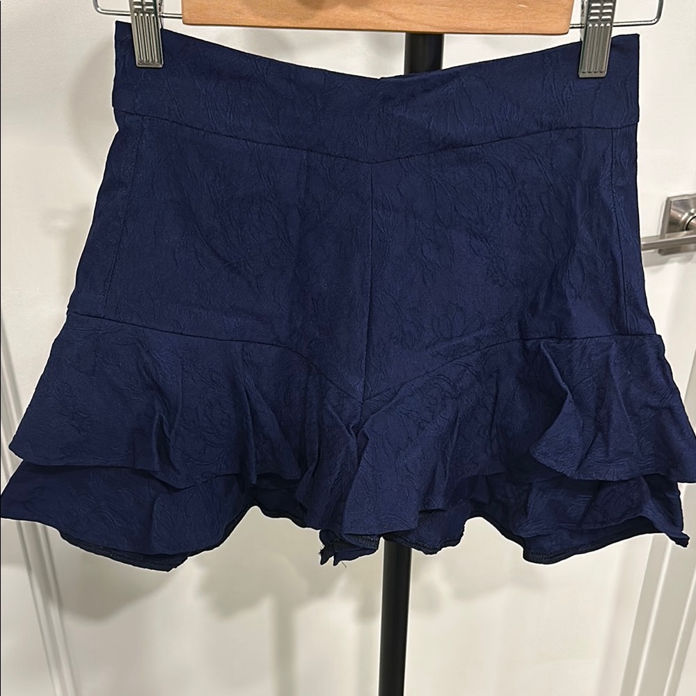 Navy Ruffle Hem Women's Shorts
